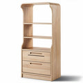 Meuble de rangement en bois clair avec étagères et tiroirs dimensions 80 x 40 x 160cm