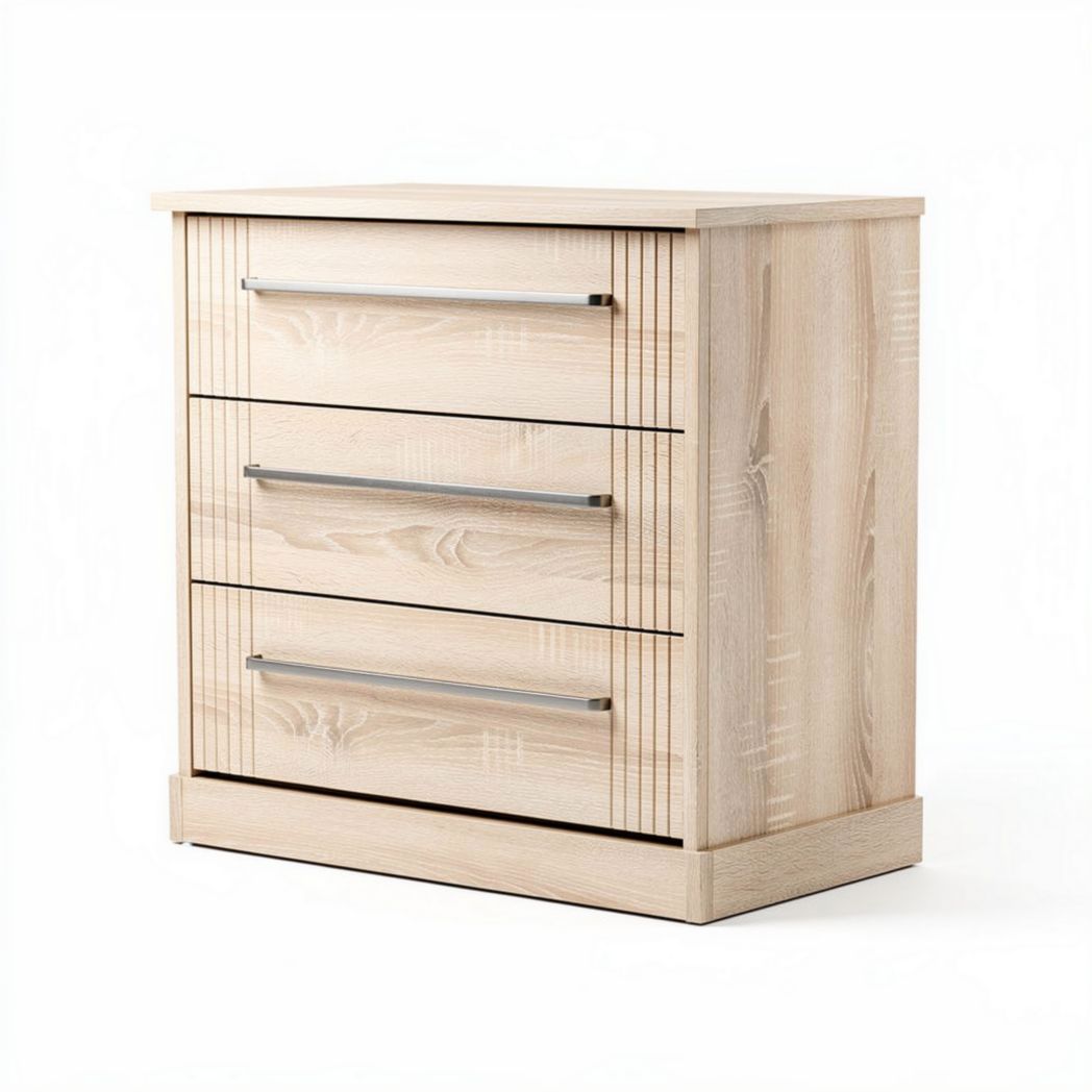 Chambre en bois clair avec trois tiroirs dimensions 80 x 40 x 75cm