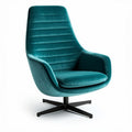 Fauteuil moderne en velours vert avec base rotative dimensions 70 x 75 x 100cm