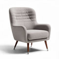 Fauteuil en tissu beige avec pieds en bois 80 x 80 x 100cm pour salon