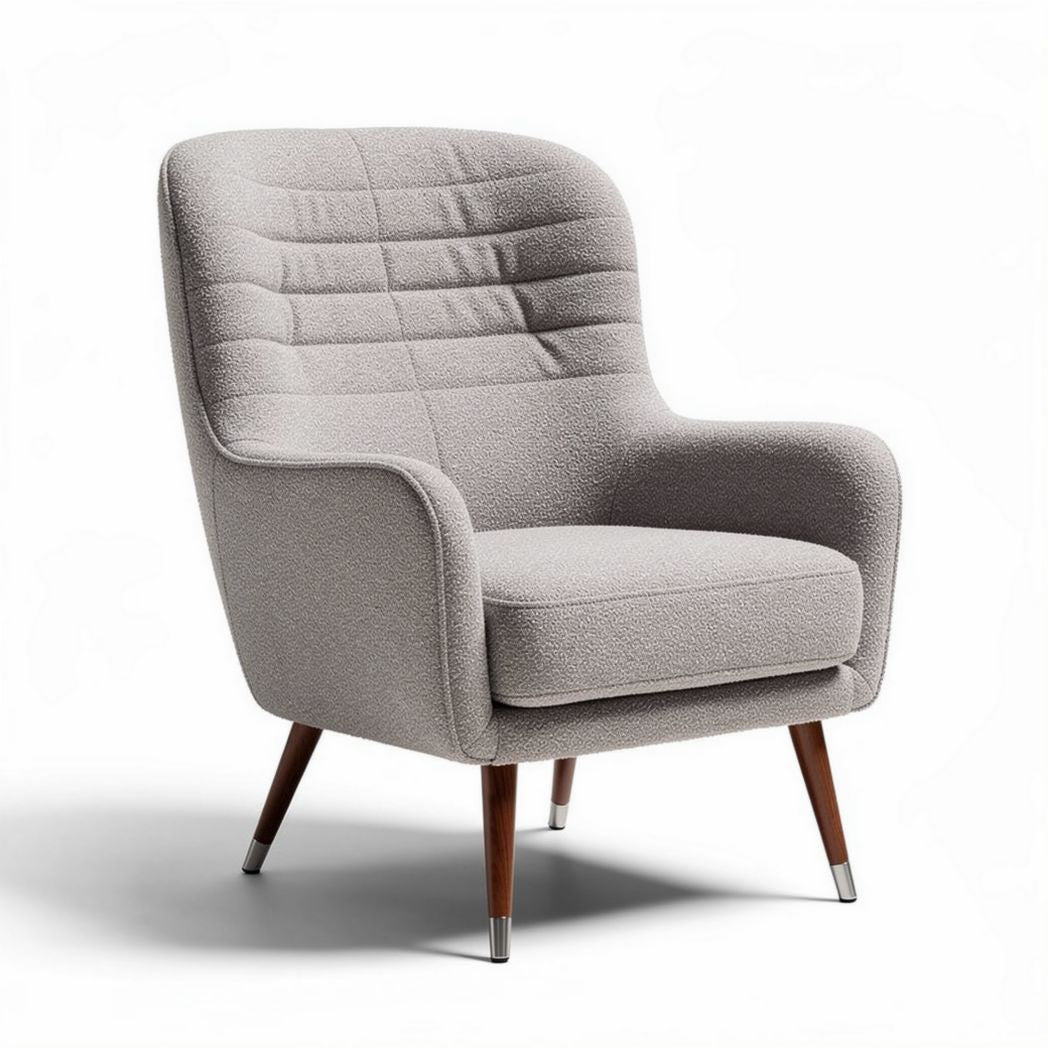 Fauteuil en tissu beige avec pieds en bois 80 x 80 x 100cm pour salon