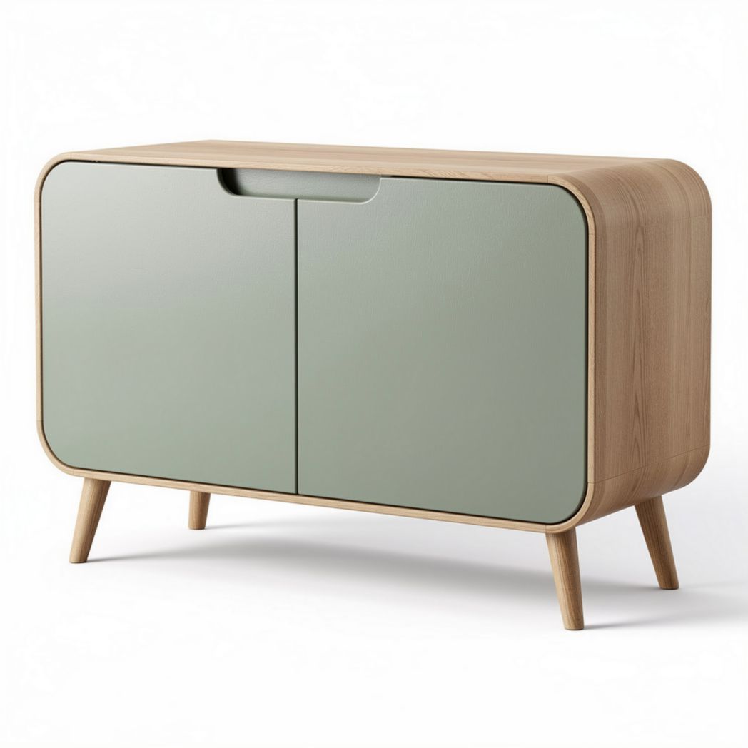 Buffet en bois de hêtre avec portes vertes 150 x 60 x 80cm