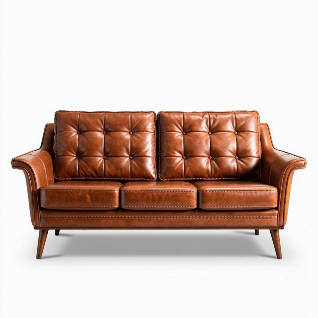 Canapé en cuir marron 180 x 75 x 85cm pour salon et décoration intérieure