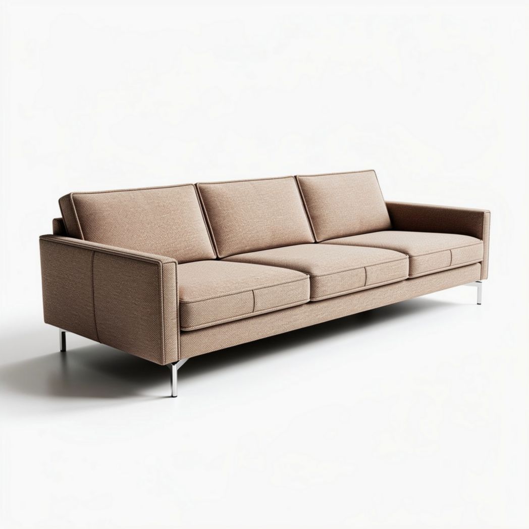 Canapé en tissu beige dimensions 200 x 90 x 75cm structure en métal