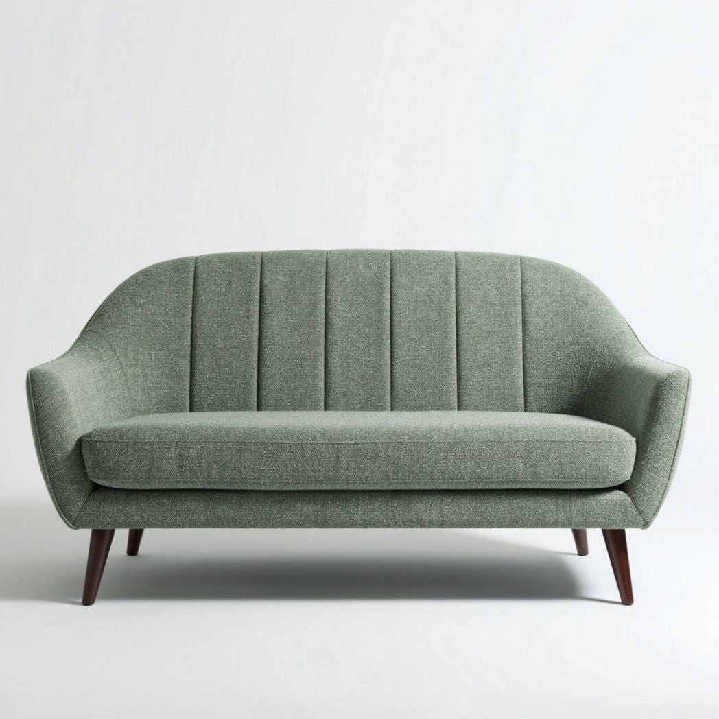 Canapé 3 places en tissu vert avec pieds en bois 180 x 85 x 75cm