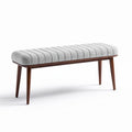 Banc en bois avec assise en tissu gris dimensions 120 x 40 x 45cm