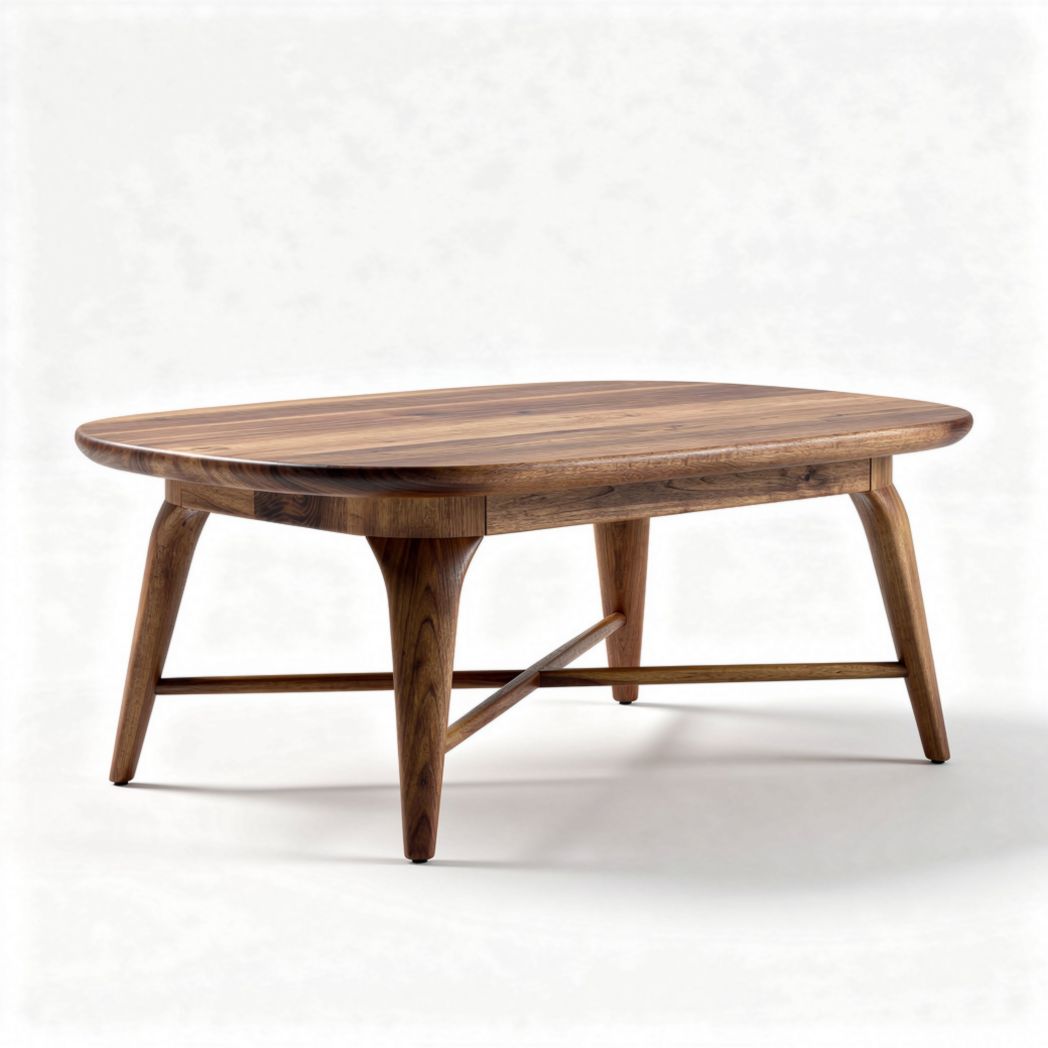 Table basse en bois massif de noyer 120 x 80 x 45 cm pour salon