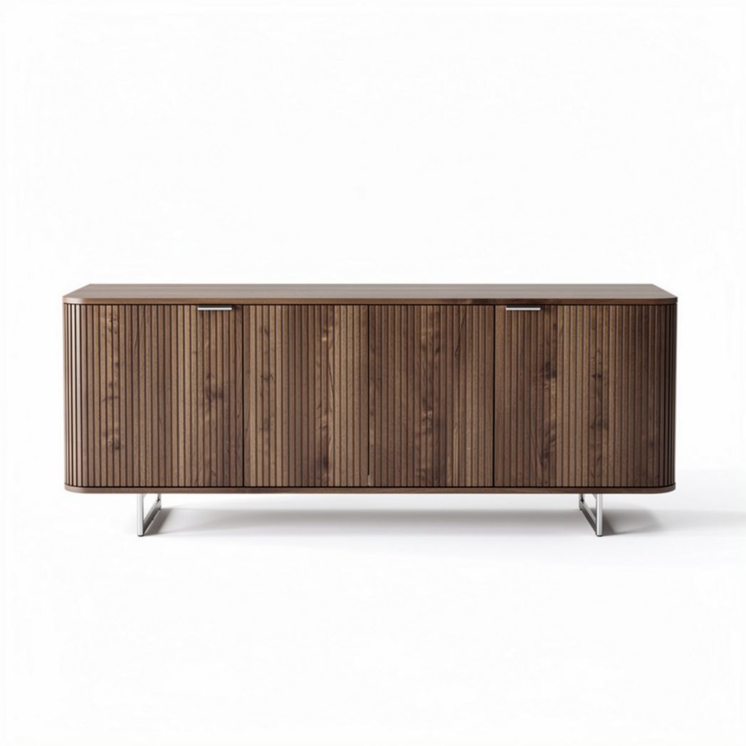 Buffet en bois marron de style moderne 150 x 40 x 70 cm avec portes battantes